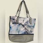 Vera Wang Simply Vera  Grey Blue Tie Dye Marbled Tote Bag 12” x 15” Photo 1