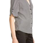 frame denim Frame Black White Striped Silk Blouse Photo 2