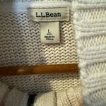 L.L. Bean Womens Zip Up Cardigan Sweater Knit‎ Large White Cotton Photo 1