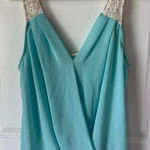 Double Zero Women’s Teal Lace Sheer‎ Tank Top M Medium Y2K  Blouse (Box C) Photo 0