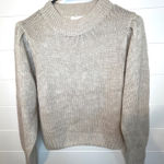 LUVLINK XS Pullover Sweater Puff Sleeve Crewneck Beige Knitwear Cottagecore Y2K Tan Photo 0