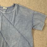 Fantastic Fawn Acid Wash Short Sleeve Tee Shirt Women Small Blue Stitched Detail Photo 1
