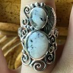 Artistic White Buffalo Sterling Silver Feather Ring Size 6.75 Black Photo 0