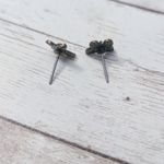 Butterfly Stud Earrings For Pierced Ears Dark Metal Photo 6