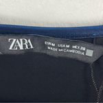 ZARA  Blue Metallic Laminated Long Sleeves Front Cutouts  Bodysuit Size Medium Photo 2