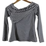 Theory  Black and White Kellay Striped Off-Shoulder Top Size Small Photo 5