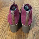 Tory Burch Fur lined Suede Heel Low Ankle Boots Red size 7.5 Photo 2