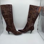 Nine West NWPickwick Womens 6M Brown Snake Print Knee High Stiletto Boots Career Photo 1