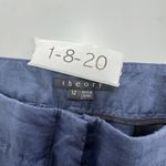 Theory Pants Womens 12 Navy Blue Linen Blend Wide Leg Stretch Dress Trousers Photo 2