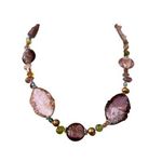 Premier Designs Vintage Glass Beads Pearls Ruffle Edge Pink Purple Adj 14" + 3" Photo 0