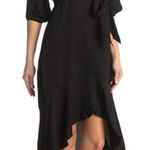 Good American Black Cheetah Print Wrap Midi Dress- Size 1 (2/4) Photo 0