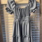 Light Blue Puff Sleeve Ruffle Mini Dress (Small) Photo 0