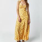 Free People  Women’s Rosalee Midi Dress Yellow Combo Sunflowers Floral Print Sz M Photo 10