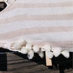 C&C California  striped tassel linen dress beach swim coverup Tan/White Small Photo 2