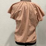 A Shirt Thing Pink Mandarin Collar Ruffled Button Down Shirt Photo 2