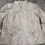 Chico's  Snake Skin Leather-Like Faux Suede Brown Beige Jacket Size 2 - Large Photo 0