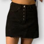 We The Free Black A-Line Distressed Denim Mini Skirt Photo 3