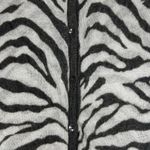Anne Klein Size Large Gray Black Lambswool Cardigan Sweater Thin Zebra Print Photo 2
