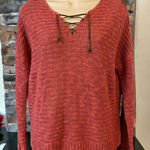 Ralph Lauren Lauren Jeans Co •Womens S Linen Blend Sweater Suede Leather Lace Up Photo 0