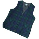 American Vintage Vintage Plaid Green wool open front pocketed vest lined size medium Photo 0