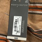 Worthington NEW  Brown Linen Striped Wrap Pencil Skirt Size 12  Side Tie Lined Photo 5