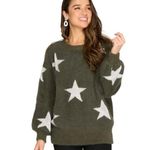 She & Sky Bubble Sleeve Fuzzy Star Sweater Photo 0