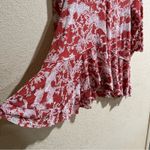 Peruvian Connection  floral orange white peplum ruffle Lacquer Woodblock blouse Photo 3