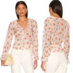 Free People  Amanda Ruffle Top in Ivory Floral Coquette Fairy Femme Small NWT New Photo 9