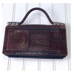 Brighton Black Croc-Embossed Top-Handle Satchel Silver Hardware Convertible Bag Photo 1