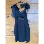 Lulus  Beaming Perfection Black Beaded Organza Tie-Strap Mini Dress LBD Size XS Photo 3