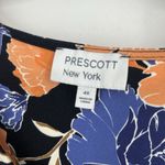 Prescott Womens Floral Top Knotted Black Orange Blue Stretch Short Sleeve Sz 4X Photo 7