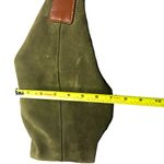 Dooney & Bourke DOONEY BOURKE Olive Green Suede Hobo Bag Adjustable Brown Leather Shoulder Strap Photo 12