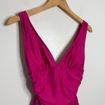 J.Crew NWT Ruched V-neck One-piece Swimsuit BC116 Size 8 In Radiant Fuchsia Photo 3