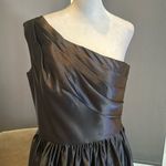 Women’s Black Satin One Shoulder Prom Party Formal Dress with Leg Slit Size 16 Black Photo 2