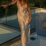 ZARA  dress maxi satin slip bodycon ruffled strappy wedding evening cocktail Photo 8