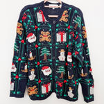 VTG Highgate Womens Cardigan Size‎ L Petite Multicolor Christmas Holiday Novelty Blue Size undefined Photo 0