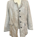 Karl Lagerfeld Tweed Jacket Fringed‎ Edges Black Buttons Professional Business Chic Coat Photo 0
