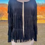 Vocal  Black Fringe Faux Suede Jacket Photo 6