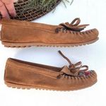 Minnetonka Womens Shoes Moccasins Kilty Arizona Print Tan Leather Tie 6.5 Photo 2