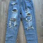 SheIn High Rise Distressed Jeans - Light Blue Photo 0