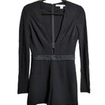 Diane Von Furstenberg DVF Black Long Sleeve Satin Waist Elegant Kyara Romper Playsuit Size 2 Photo 0