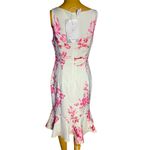 FEHAUTE Pink Floral Mermaid Skirt V Neck Sleeveless Mermaid Midi Dress Size 4 White Photo 8