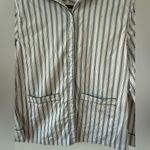 LAKE Pajama Top Striped Cotton Button Front Long Sleeve Sleep Shirt Sz S White Photo 3