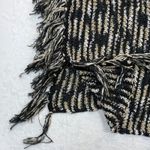 Chico's  Fringe Poncho Sweater Knit Striped‎ Black Beige S/M Photo 3