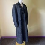 Vintage Charcoal Gray Herringbone Wool Coat w/ Velvet Collar Double Breasted L Gray Size L Photo 2