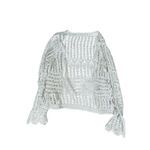 vintage y2k by deisgn open front loose knit white glitter cardigan sweater XL Photo 5