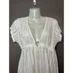 White Swimsuit Cover Up Dress Womens Large Crochet Mesh V Neck Beach Tunic Photo 3