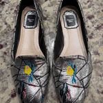 Christian Dior  Silver Metallic Floral Embroidered Flats Slip Ons Photo 0