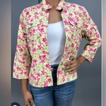CJ. Banks Stretch Cotton Women's Floral Blazer Jacket 3/4 sleeve Size XL New Green Photo 0