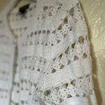 Jones New York Crochet White Cardigan Sweater with Intricate Lacy Pattern Small Photo 3